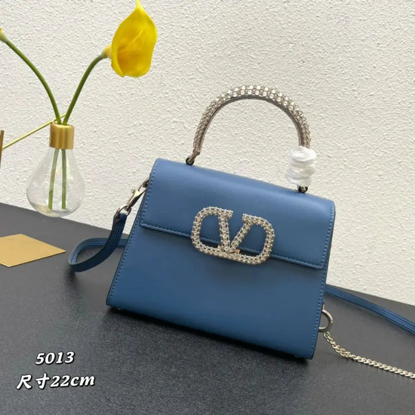 Boutique Level Quality || Valentino Small Crystal-Embellished Handbag in Blue
