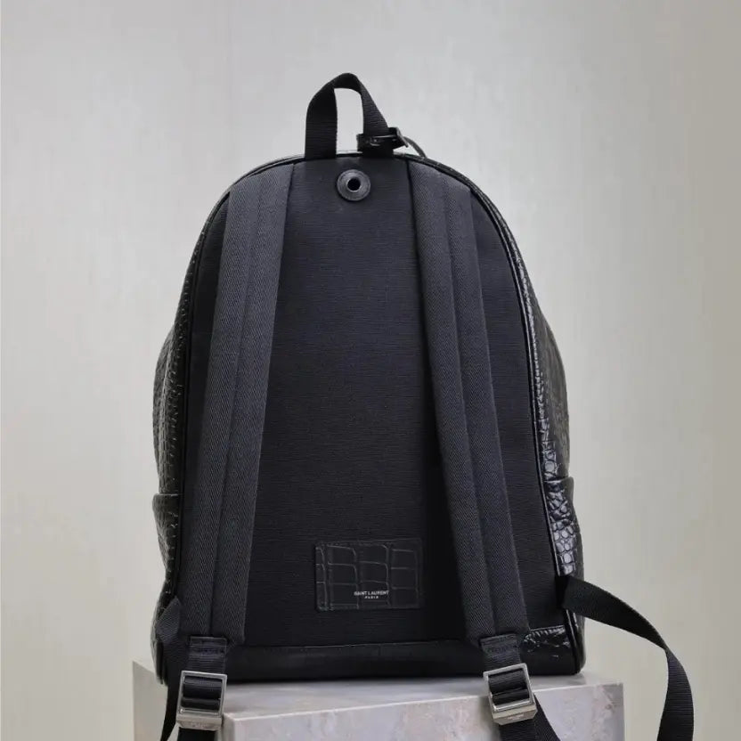 Boutique Quality || YSL Black Crocodile Pattern Backpack