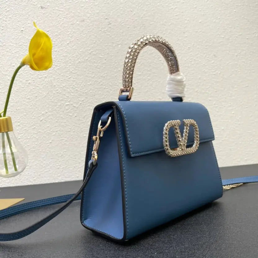 Boutique Level Quality || Valentino Small Crystal-Embellished Handbag in Blue