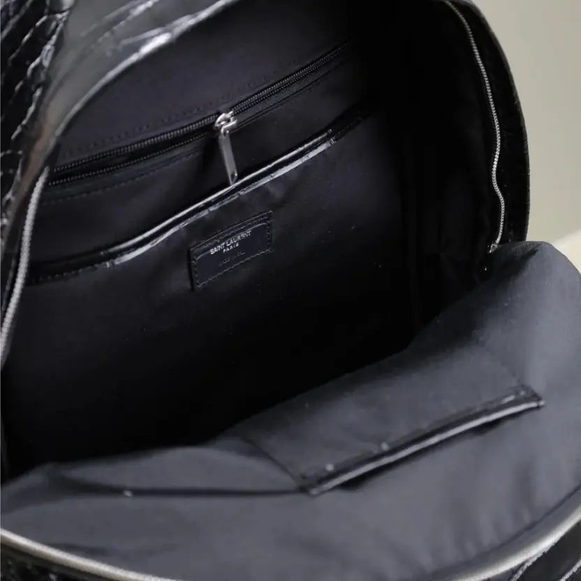 Boutique Quality || YSL Black Crocodile Pattern Backpack