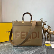 Boutique Quality || Fendi Sunshine Medium Tote Bag in Tan Leather