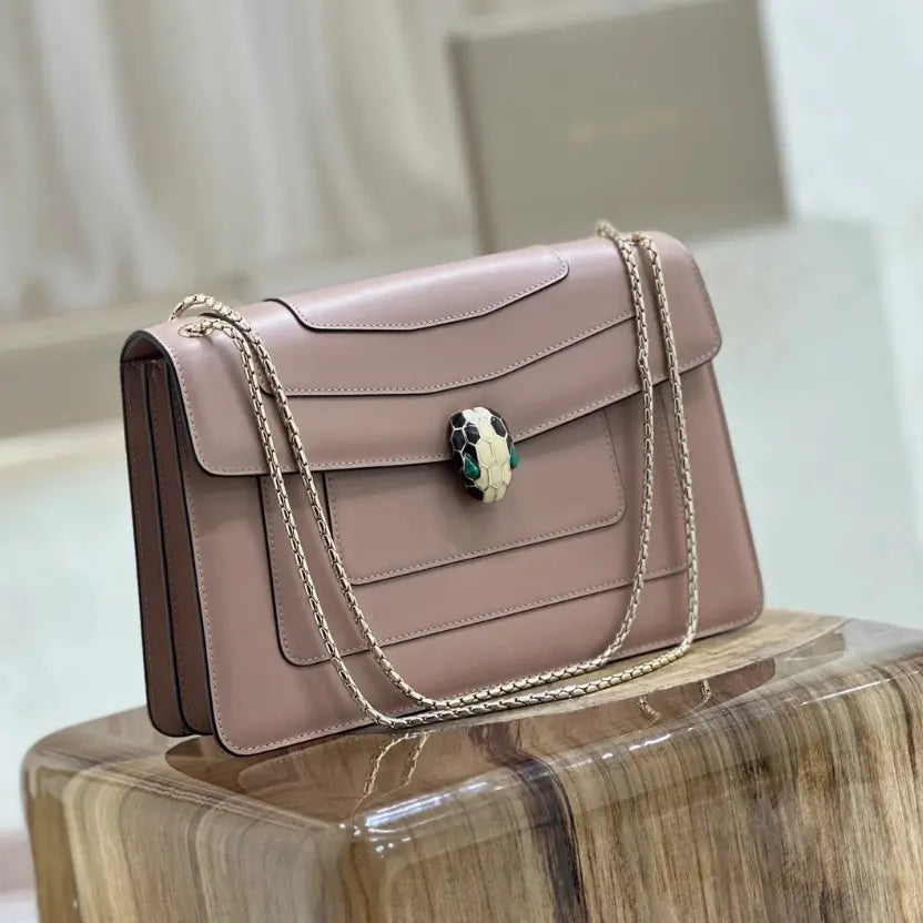 Boutique Level Quality || Bvlgari Serpenti Forever "Double" flap bag in Brown