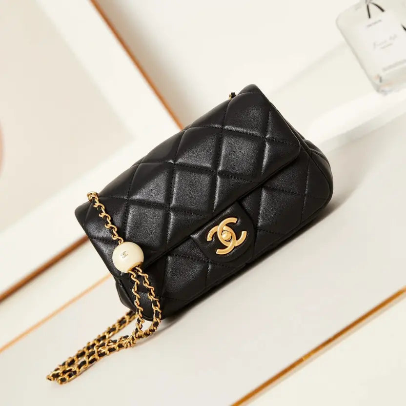 Boutique Quality || Chanel Pearl Dumpling Classic Bag in Black