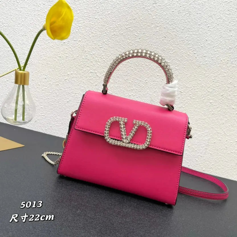 Boutique Level Quality || Valentino Small Crystal-Embellished Handbag in Pink