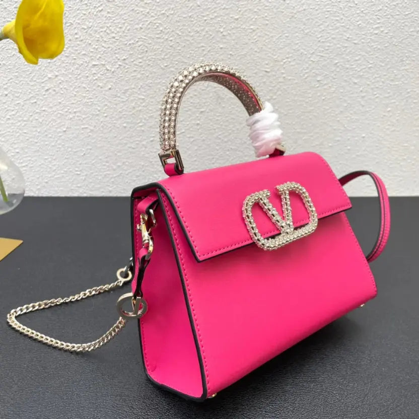 Boutique Level Quality || Valentino Small Crystal-Embellished Handbag in Pink