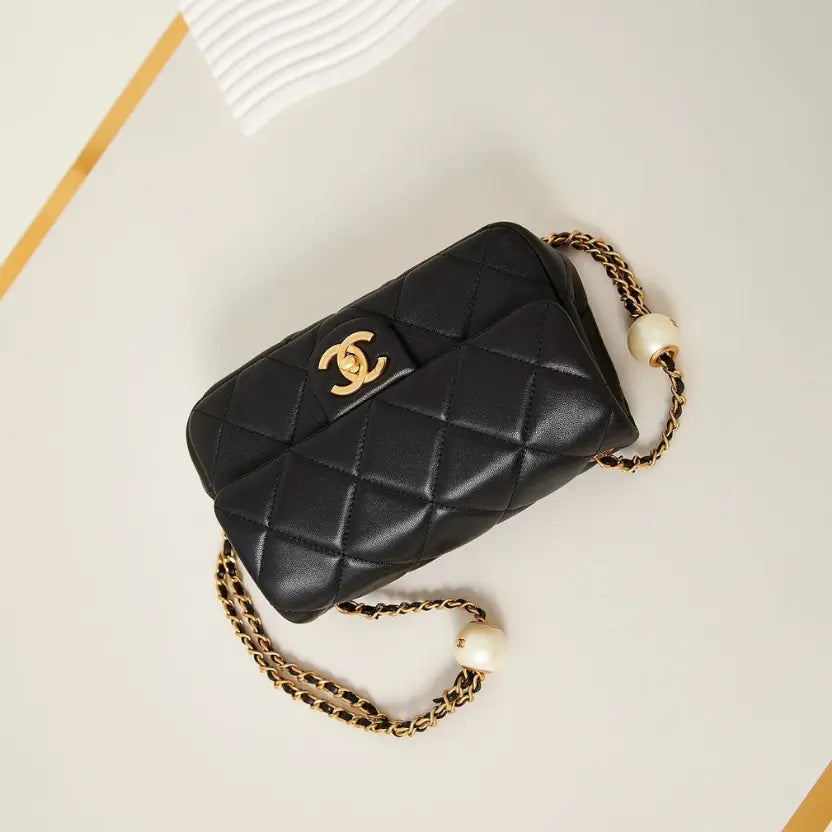Boutique Quality || Chanel Pearl Dumpling Classic Bag in Black