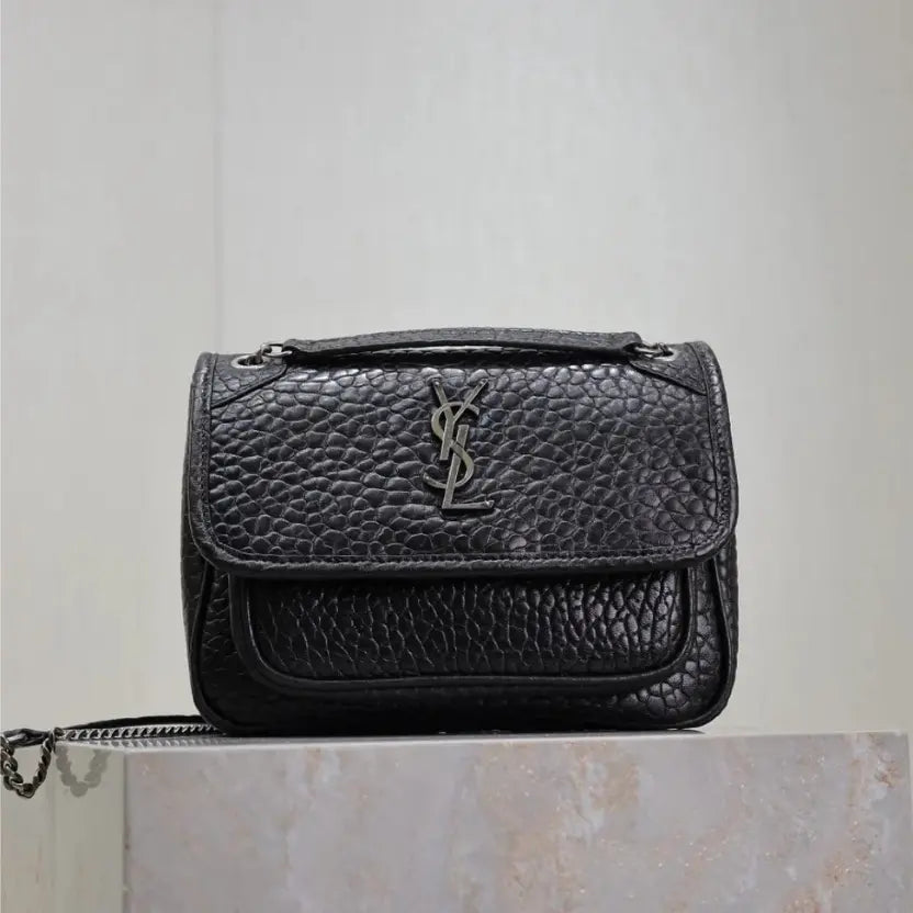 Boutique Quality || YSL Black Elephant Print , 22cm Clasp Bag