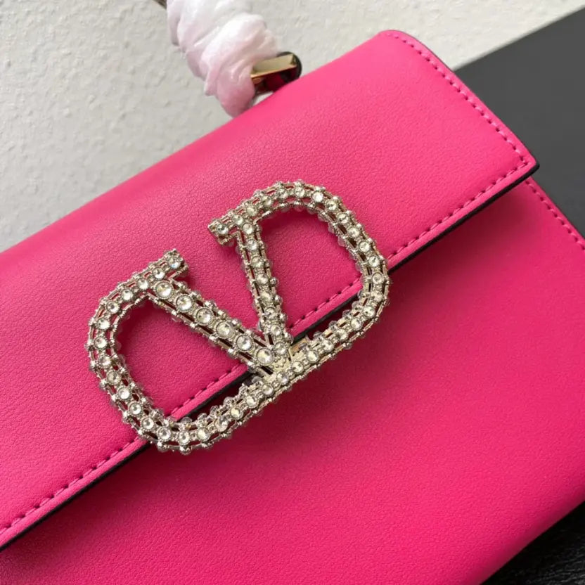 Boutique Level Quality || Valentino Small Crystal-Embellished Handbag in Pink