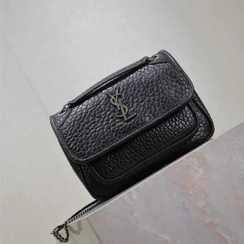Boutique Quality || YSL Black Elephant Print , 22cm Clasp Bag