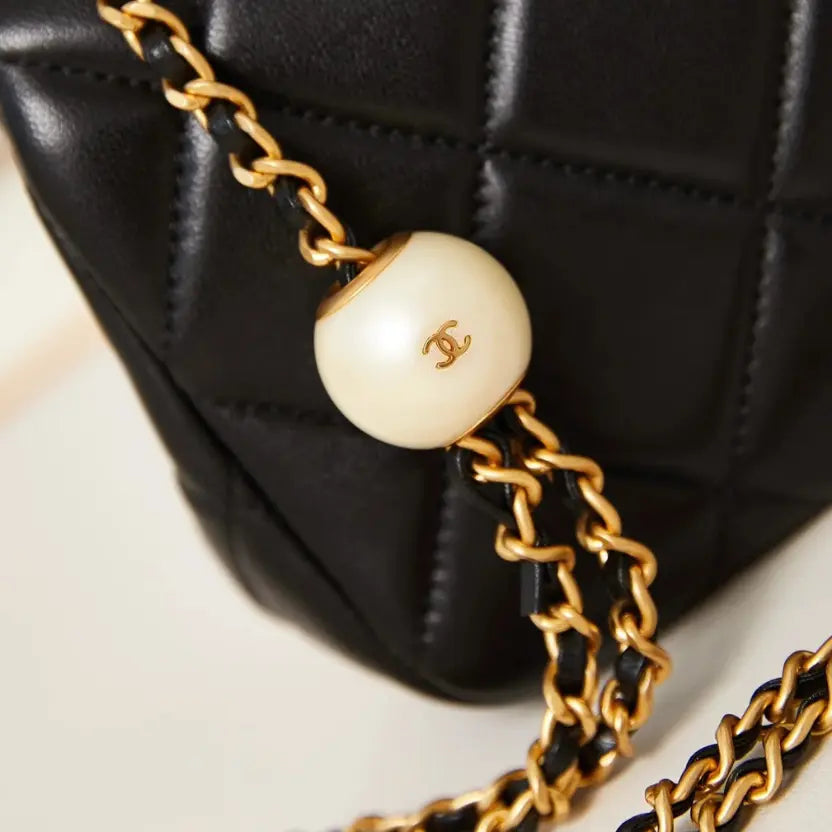 Boutique Quality || Chanel Pearl Dumpling Classic Bag in Black