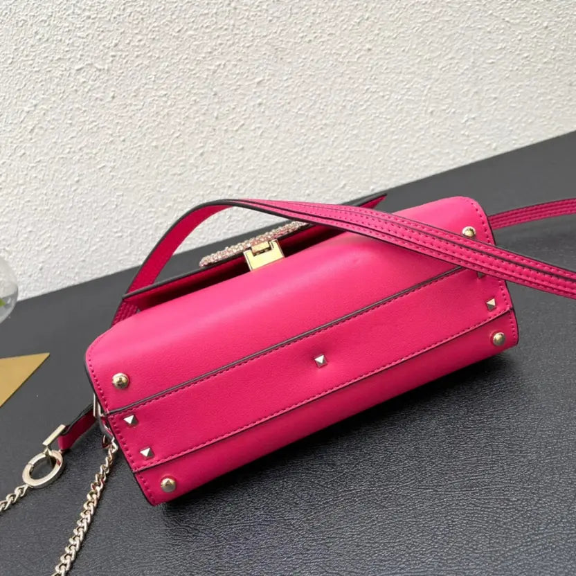 Boutique Level Quality || Valentino Small Crystal-Embellished Handbag in Pink