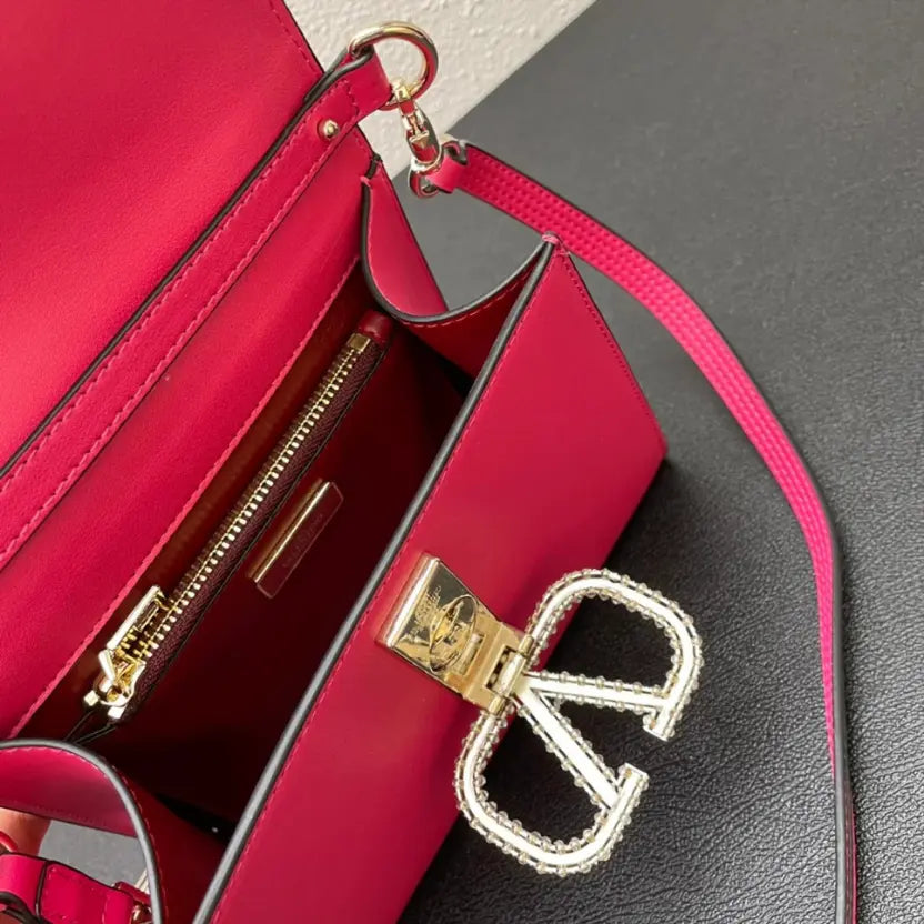 Boutique Level Quality || Valentino Small Crystal-Embellished Handbag in Pink