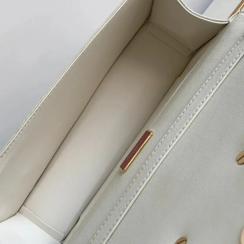 Boutique Level Quality || Valentino Loco Handbag with 3D Flower Appliqué and VLogo in Silver