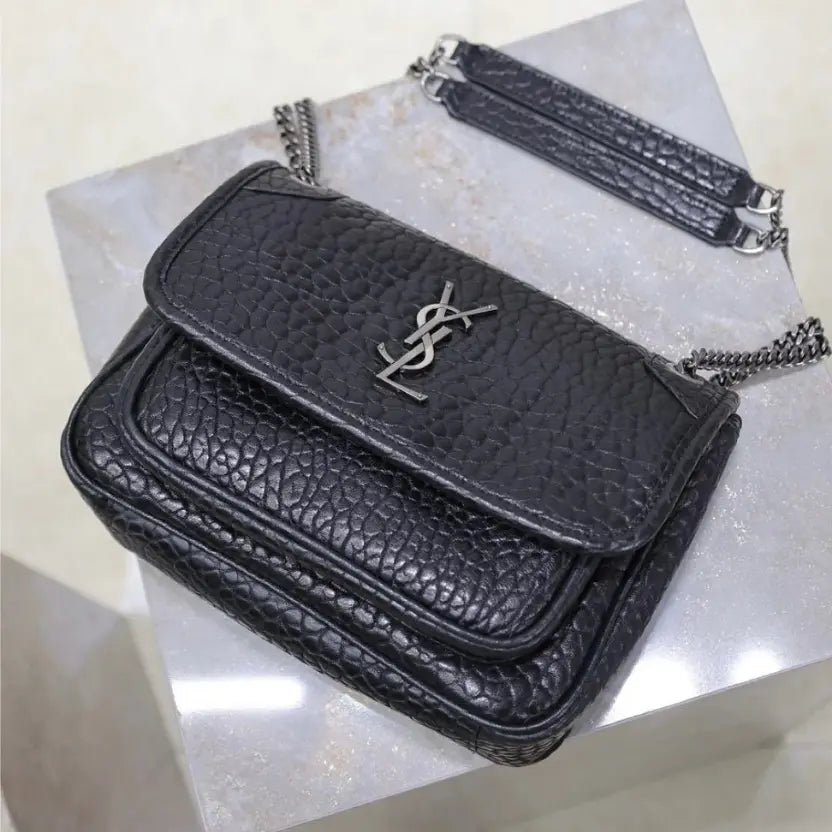 Boutique Quality || YSL Black Elephant Print , 22cm Clasp Bag