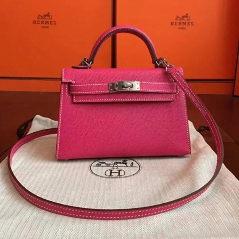 Boutique Quality || Rose Red Epsom Faux Hermes Kelly 20cm Handbag
