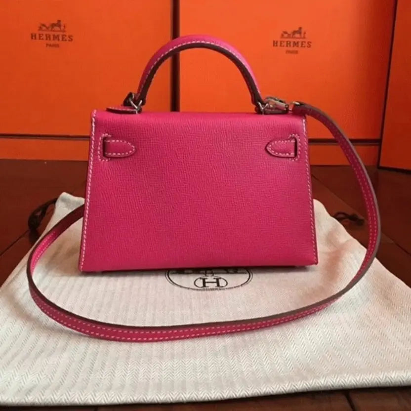 Boutique Quality || Rose Red Epsom Faux Hermes Kelly 20cm Handbag