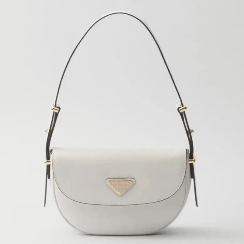 Boutique Quality || Prada Arque Shoulder Bag with Flap in White