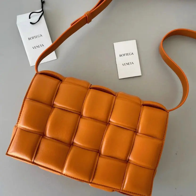 Boutique Quality || Bottega Veneta Faux Padded Cassette Bag In Orange