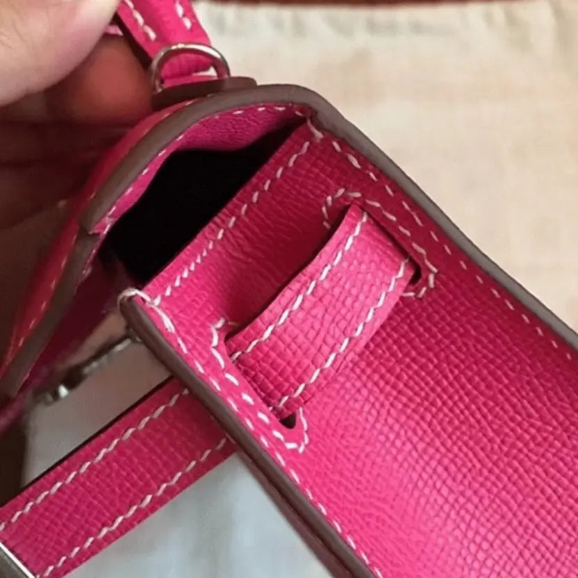 Boutique Quality || Rose Red Epsom Faux Hermes Kelly 20cm Handbag