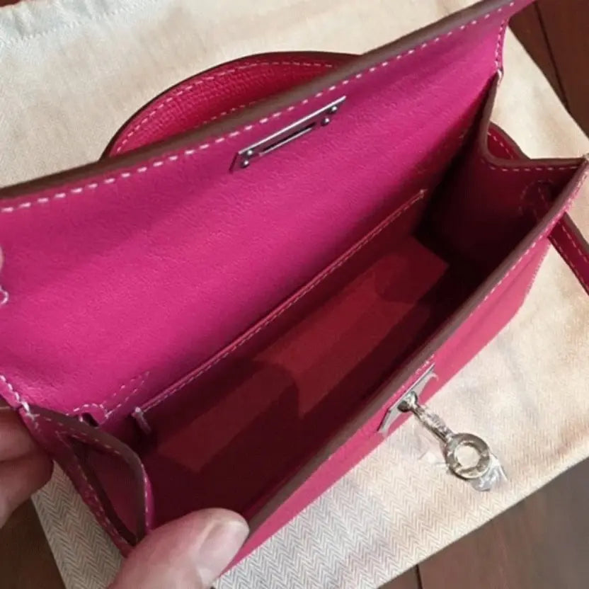 Boutique Quality || Rose Red Epsom Faux Hermes Kelly 20cm Handbag