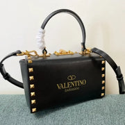 Boutique Level Quality || Valentino Garavani Rockstud Alcove Box Top-Handle Bag in Black