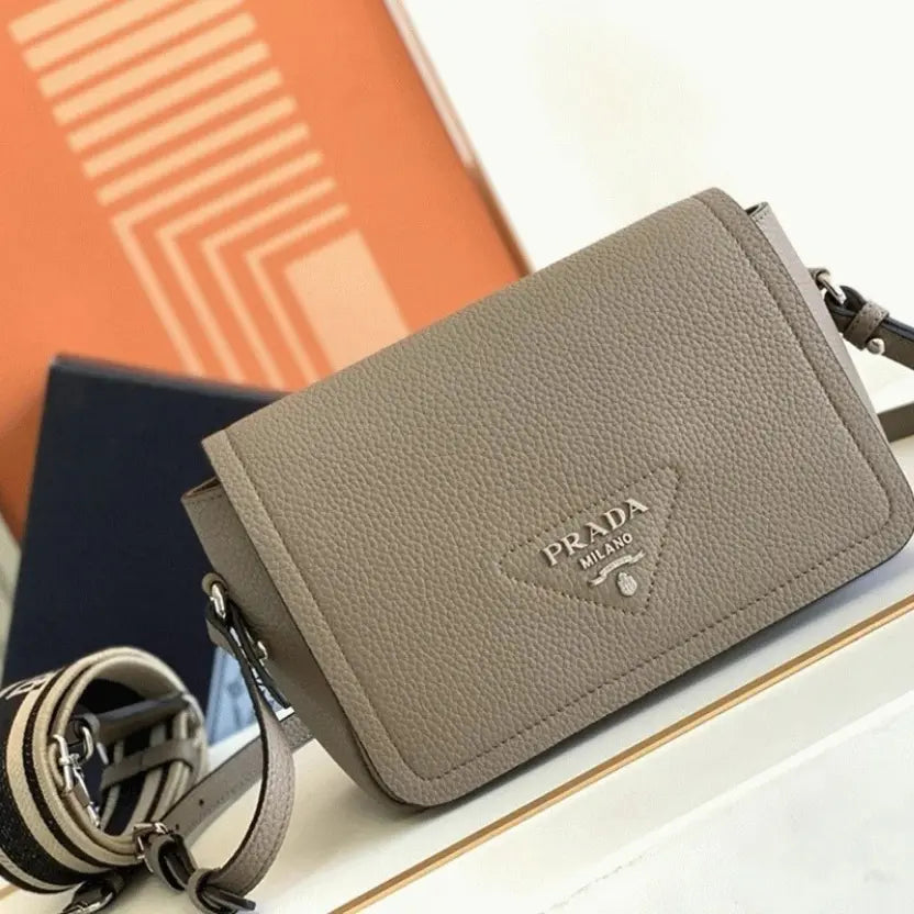 Boutique Quality || Prada Flap Shoulder Bag in Grey