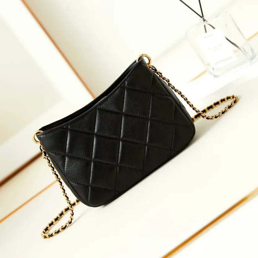 Boutique Quality || Chanel 24s Pearl Adjustable Ball Hobo Bag in Black