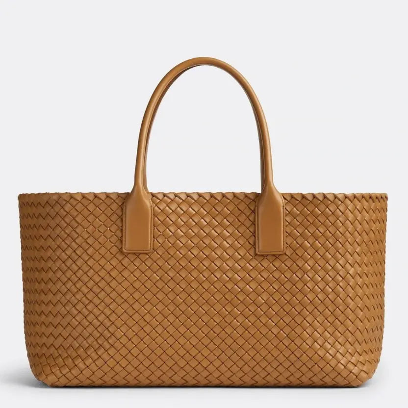 Boutique Quality || Bottega Veneta Cabat Medium Bag In Caramel Intrecciato Lambskin