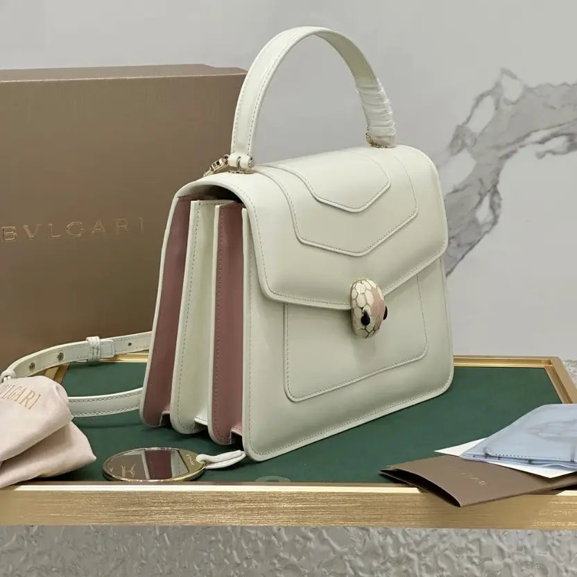 Boutique Level Quality || Bvlgari Serpenti Forever Handbag in White