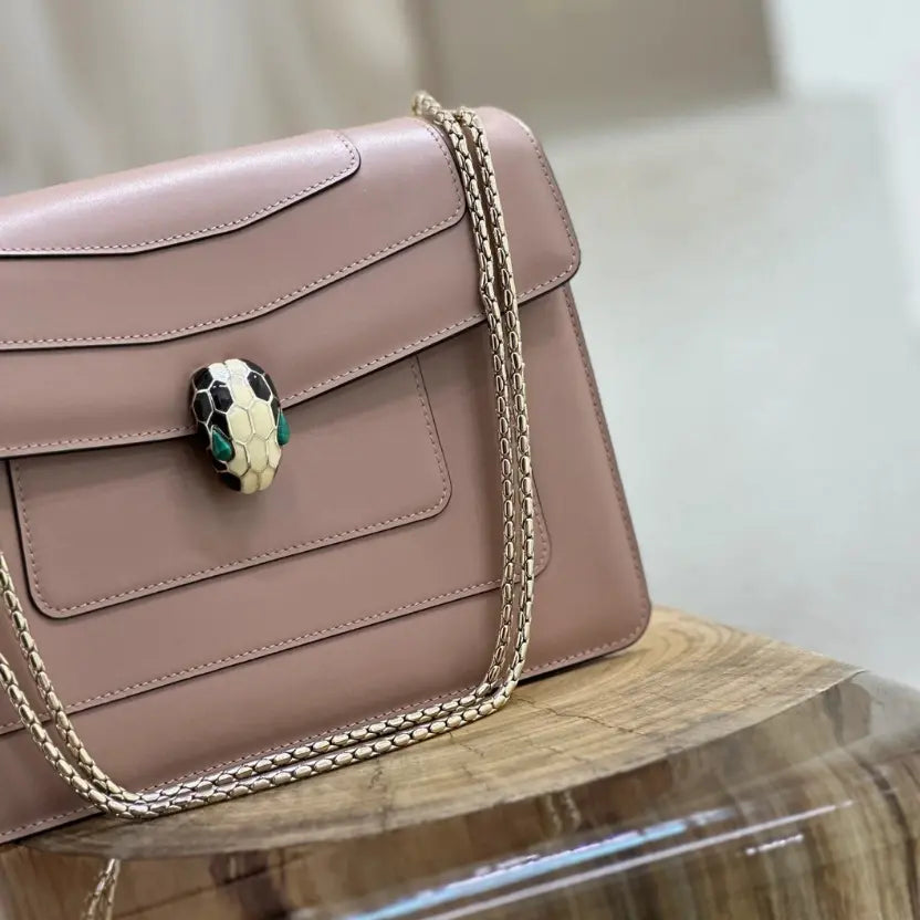 Boutique Level Quality || Bvlgari Serpenti Forever "Double" flap bag in Brown