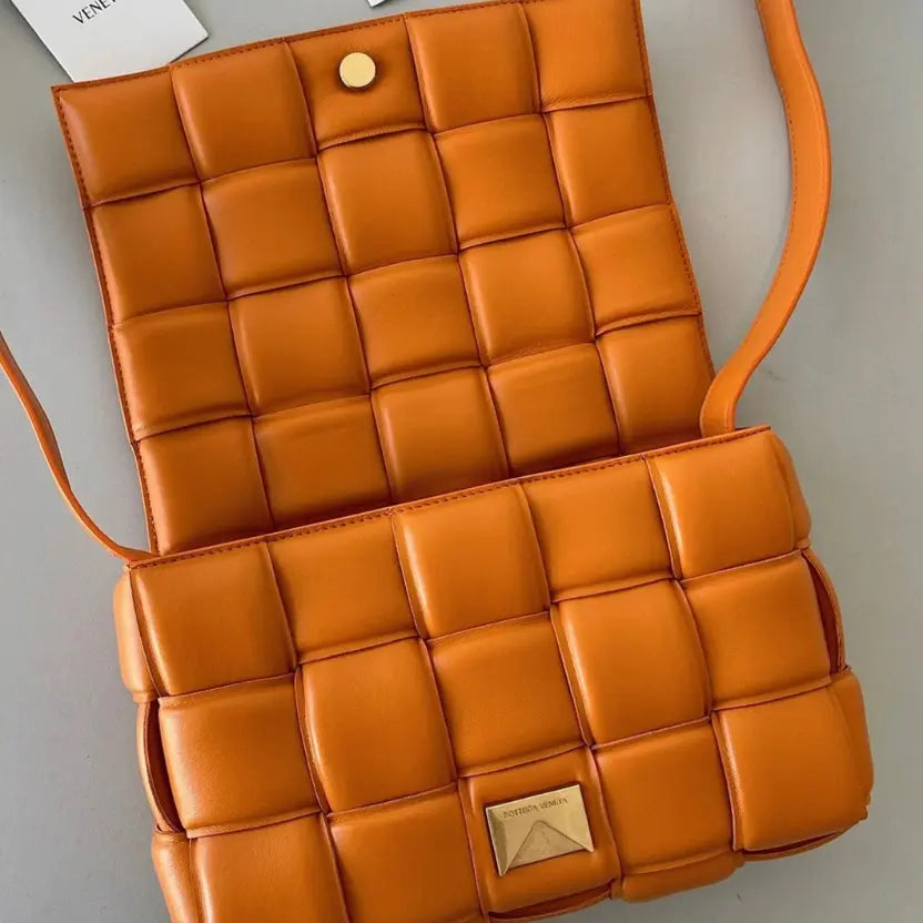 Boutique Quality || Bottega Veneta Faux Padded Cassette Bag In Orange