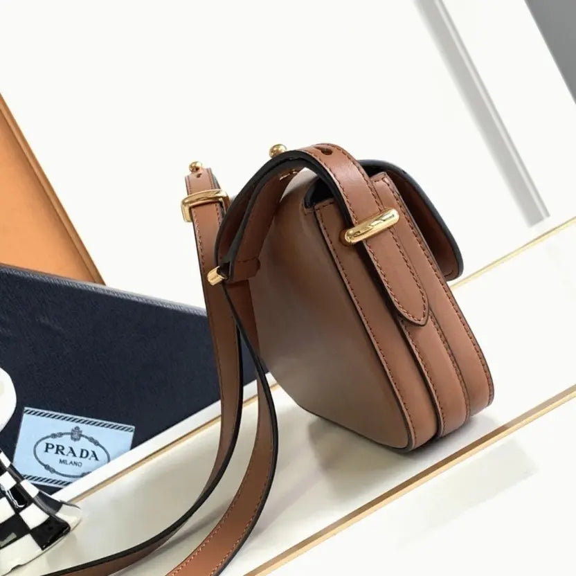 Boutique Quality || Prada Shoulder Bag Knockoff in Cognac Smooth Calfskin