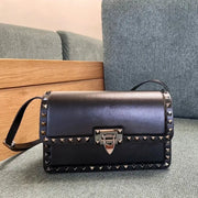 Boutique Level Quality || Valentino Garavani Rockstud East-West Leather Shoulder Bag in Black