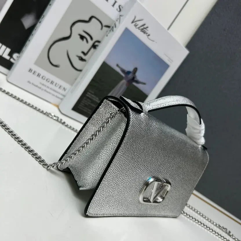 Boutique Level Quality || Valentino Garavani VLogo Signature Bag in Silver