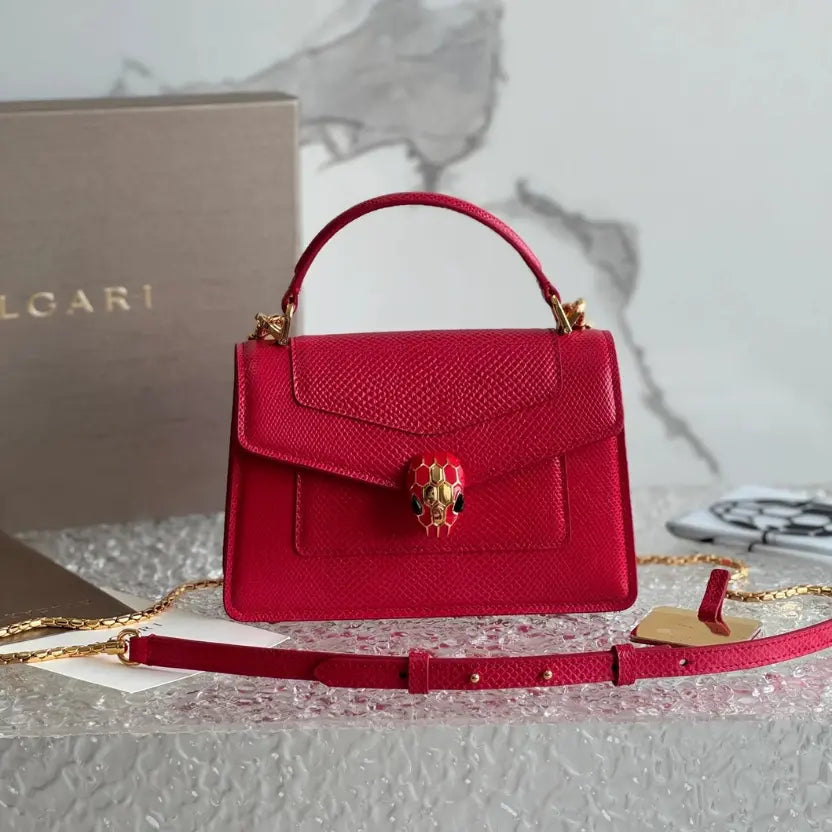 Boutique Level Quality || Bvlgari SERPENTI FOREVER Mini Handbag in Red