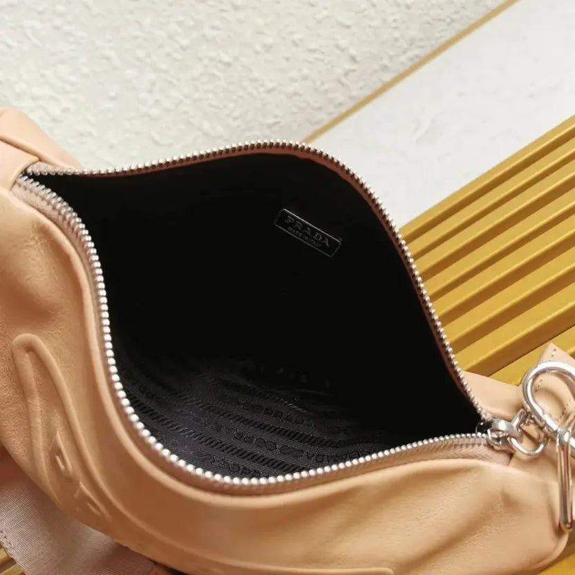 Boutique Quality || Prada Triangle Shoulder Bag in Beige