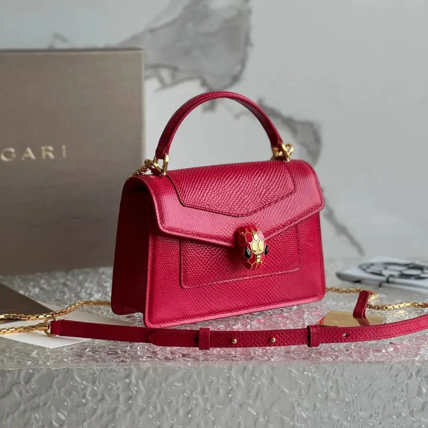 Boutique Level Quality || Bvlgari SERPENTI FOREVER Mini Handbag in Red