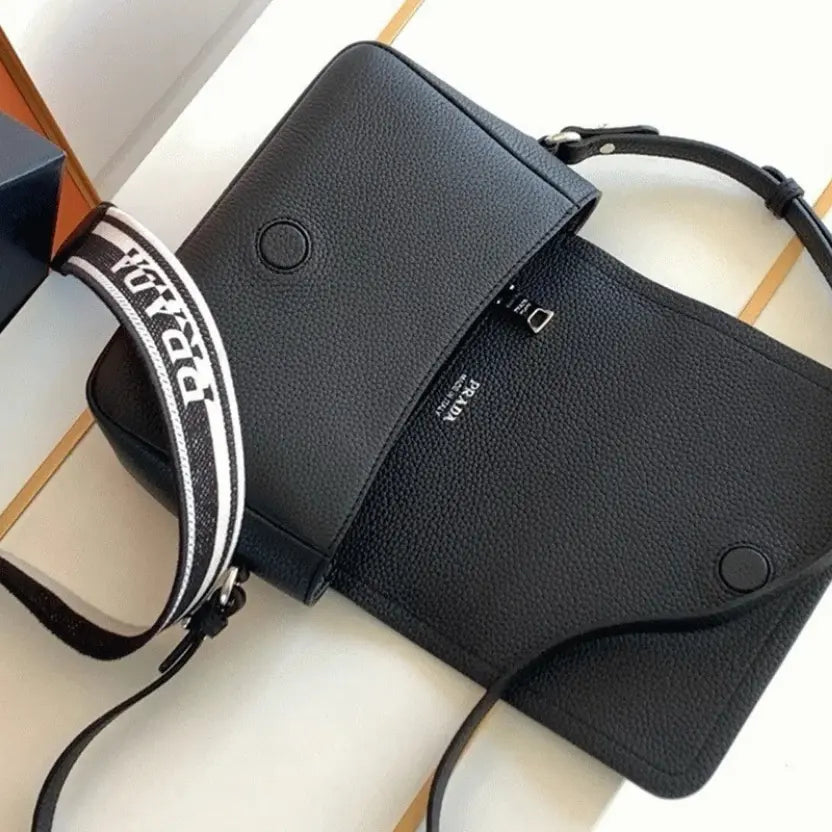 Boutique Quality || Prada Flap Shoulder Bag Knockoff in Black