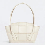 Boutique Quality || Bottega Veneta Arco Small Bag In White Intrecciato Leather