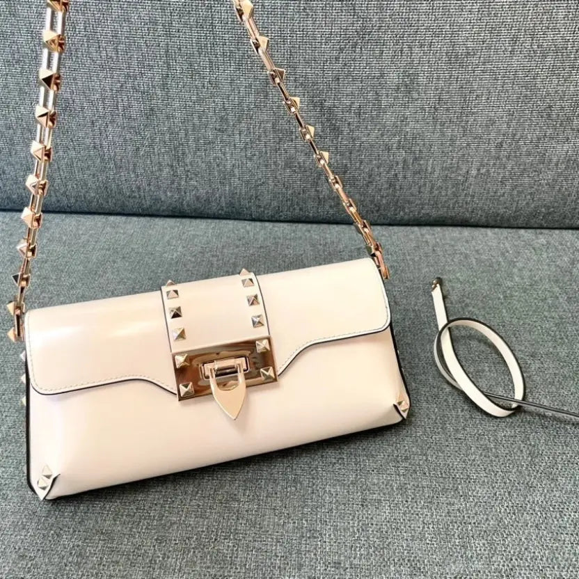 Boutique Level Quality || Valentino Garavani Rockstud Shoulder Bag in White