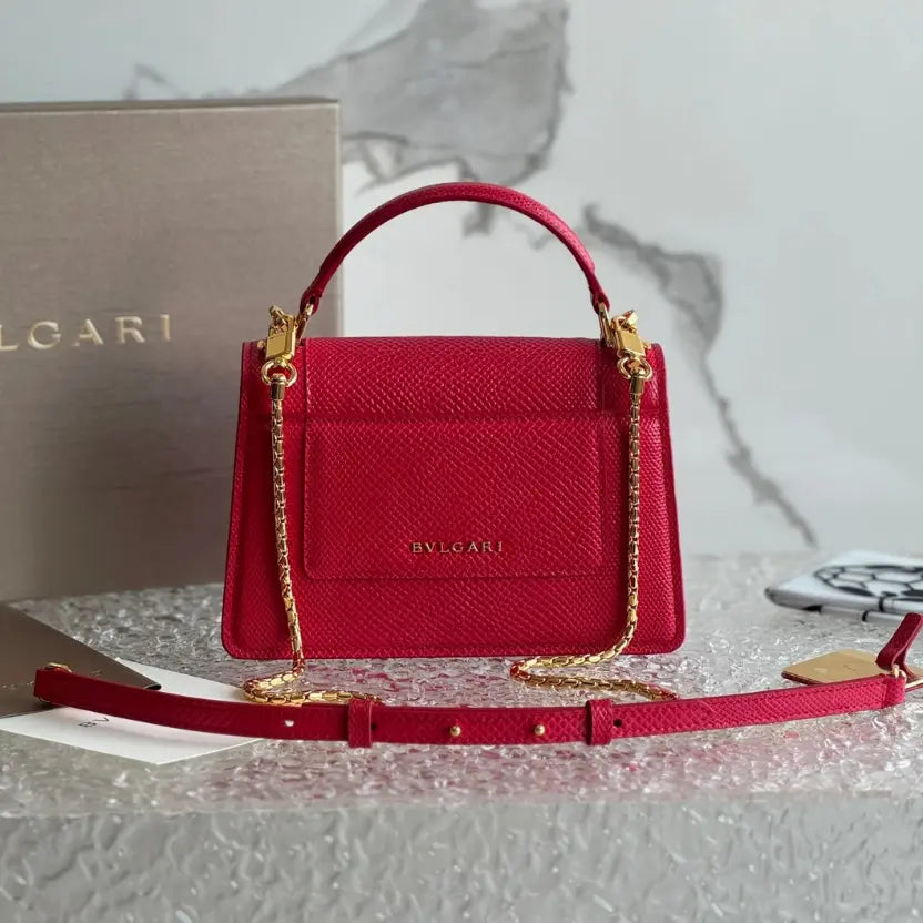 Boutique Level Quality || Bvlgari SERPENTI FOREVER Mini Handbag in Red