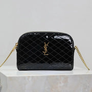 Boutique Quality || YSL Black Patent Leather with Gold Hardware GABY Chain Bag