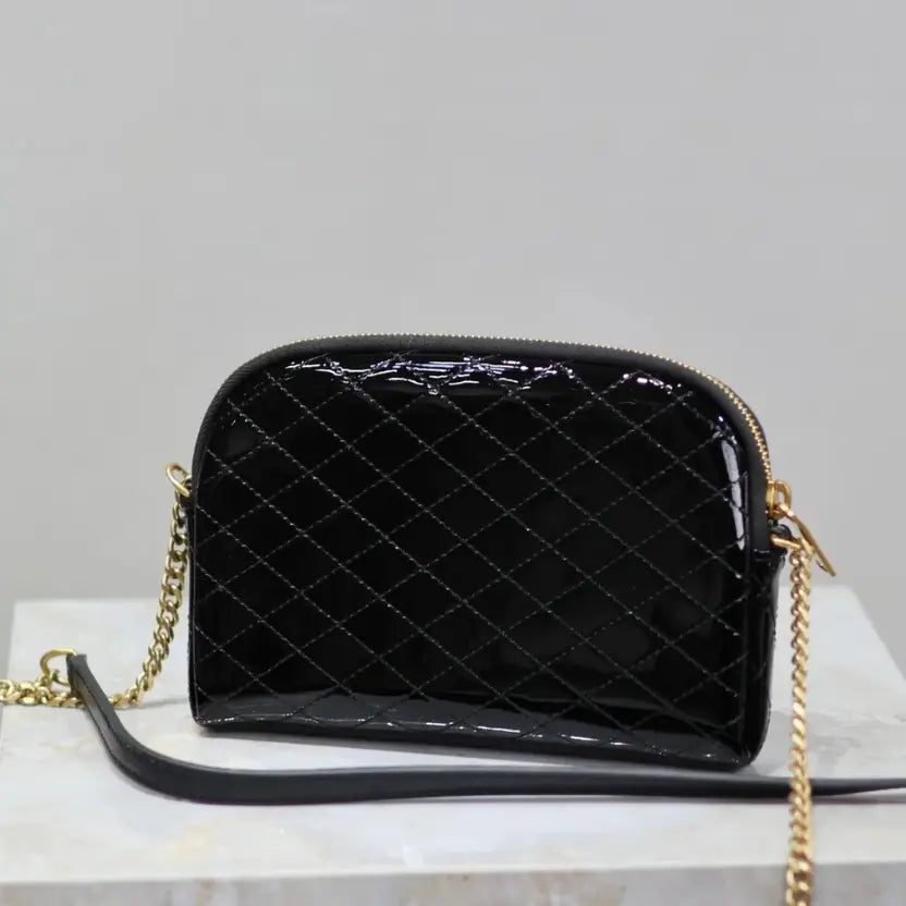 Boutique Quality || YSL Black Patent Leather with Gold Hardware GABY Chain Bag