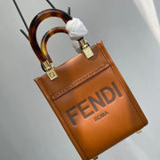 Boutique Quality || Fendi Sun Shine Mini Tortoiseshell Handbag in Brown