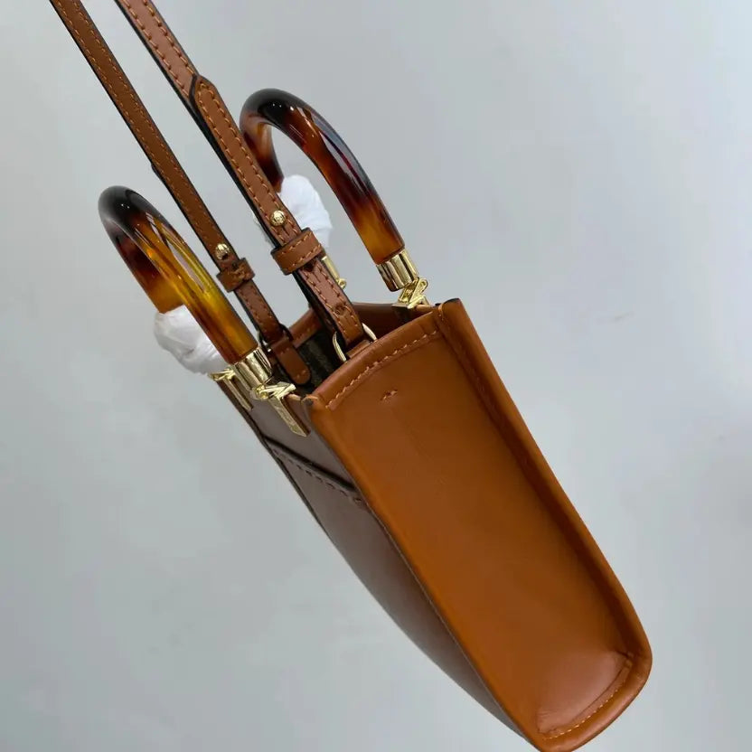 Boutique Quality || Fendi Sun Shine Mini Tortoiseshell Handbag in Brown