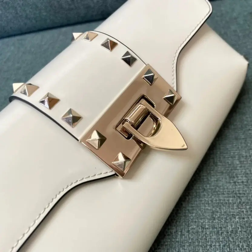 Boutique Level Quality || Valentino Garavani Rockstud Shoulder Bag in White