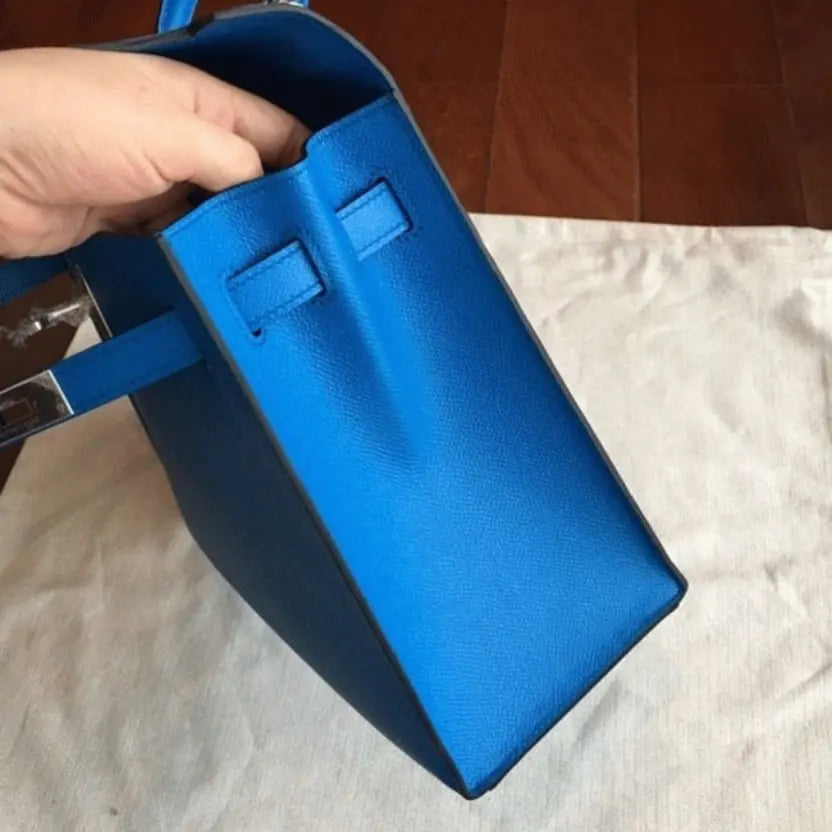Boutique Quality || Blue Epsom Hermes Kelly 32cm Sellier Fashion Handbag