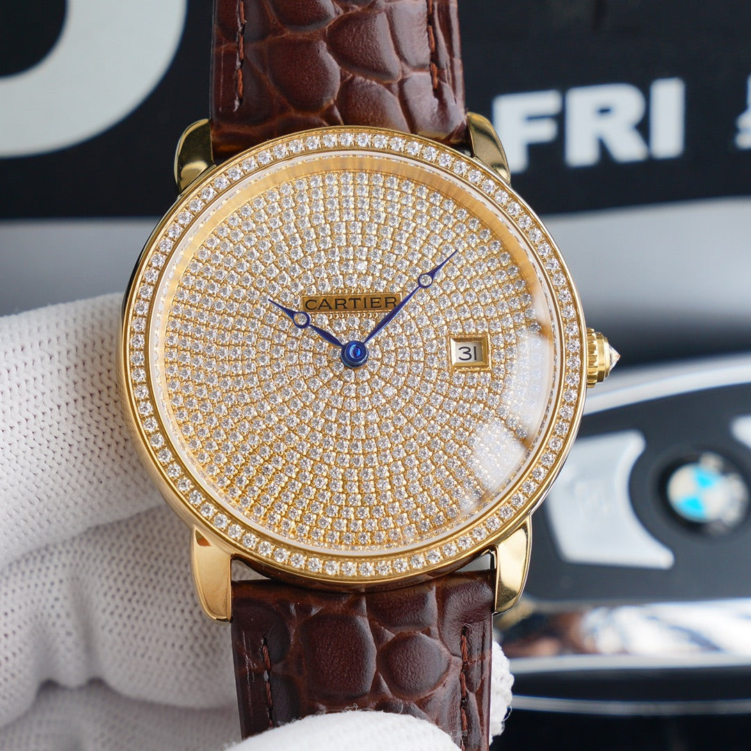 Cartier watch with a full diamond-set dial